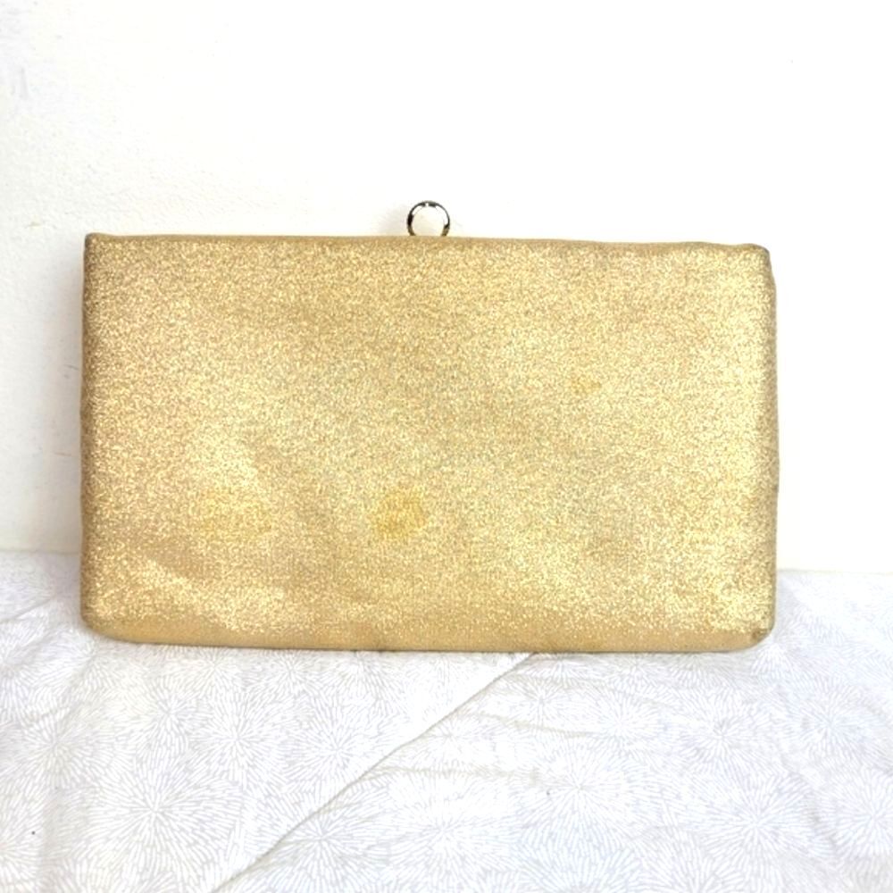 After Five 1950's Vintage Elegant Gold Clutch Bag Minimalist Contemporary Shape